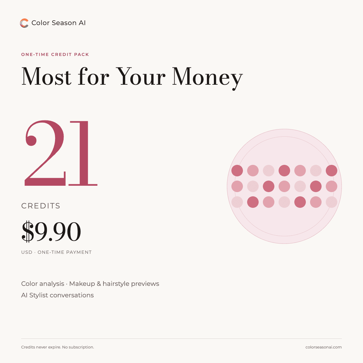 Color Season AI — Most for Your Money (21 Credits)